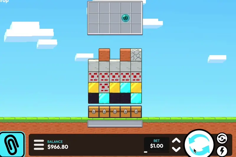 Интерфейс игры Minedrop - Слот с Майнингом Блоков